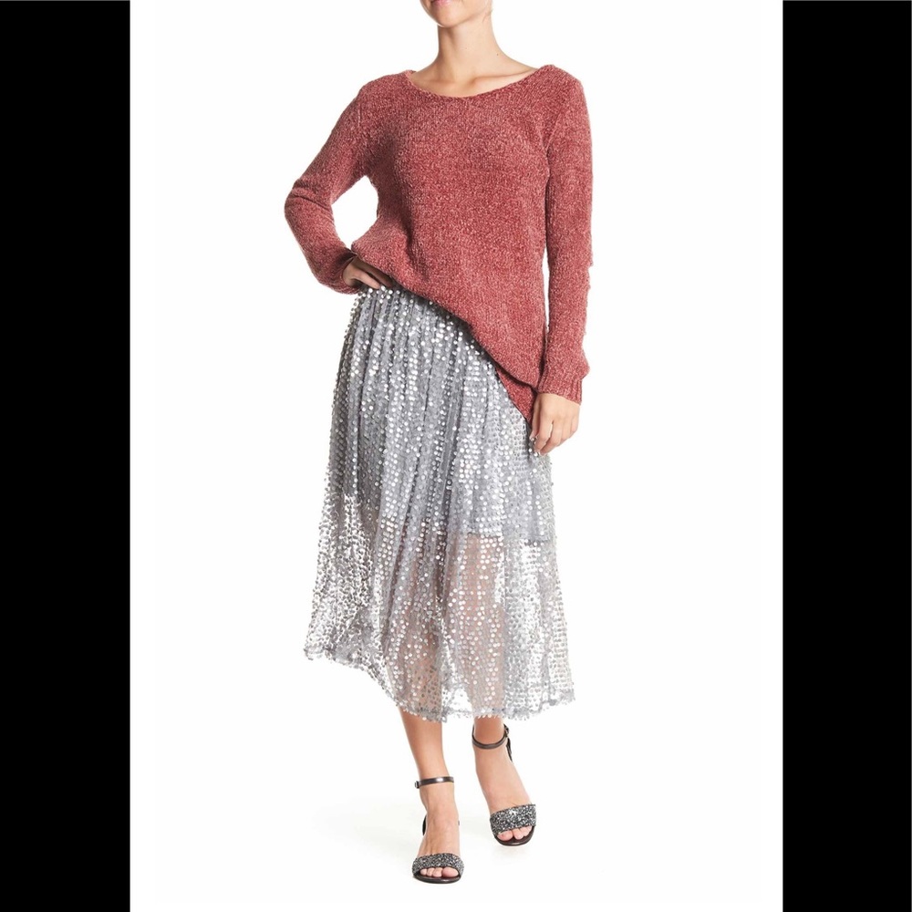 Whyte Eyelash Sequin Pleated Skirt